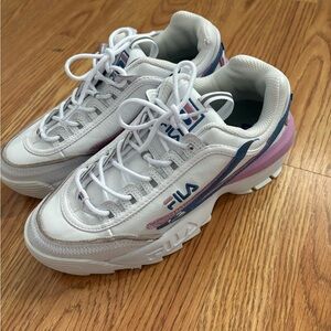 Fila Women's White and Pink Chunky Sneakers